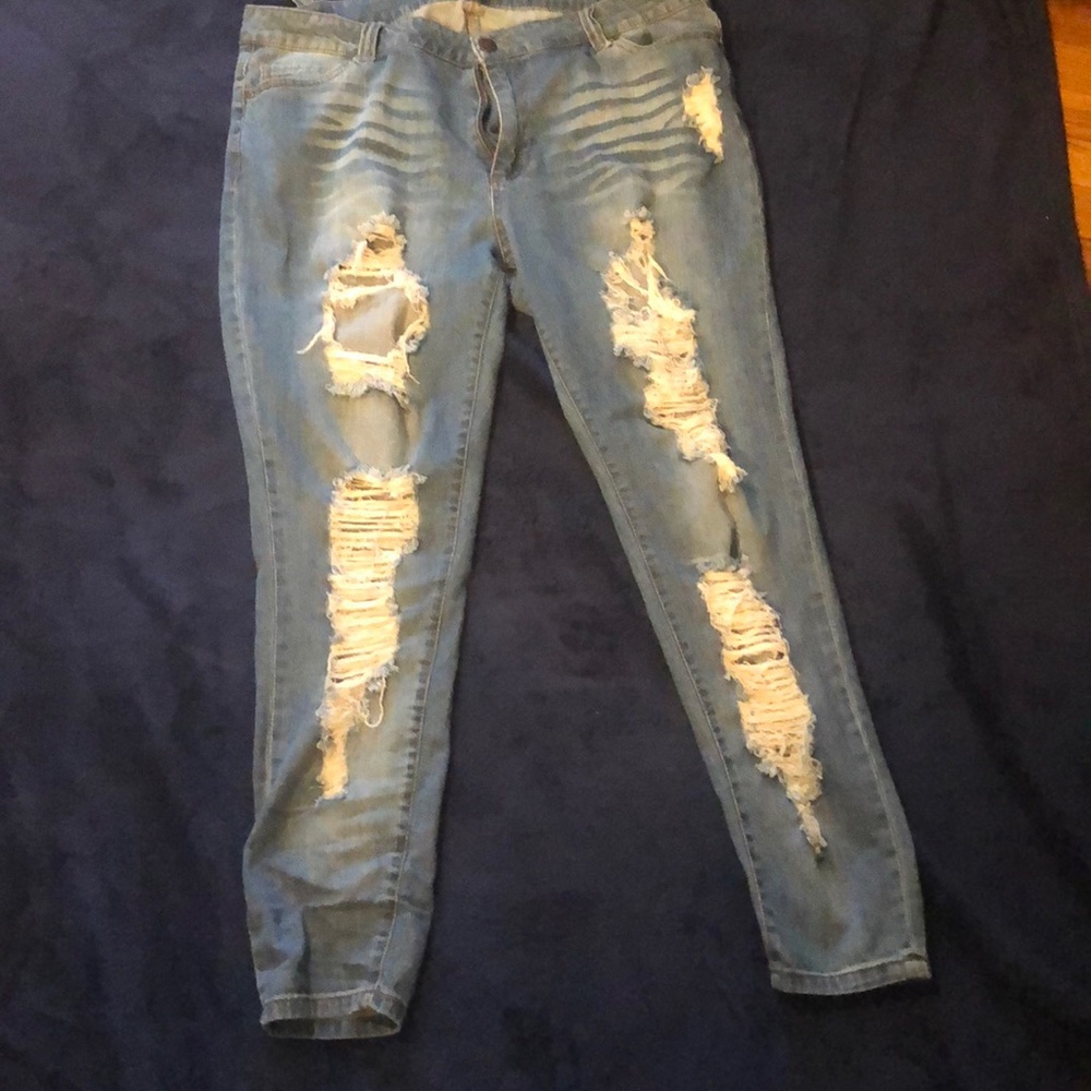Plus size ripped jeans